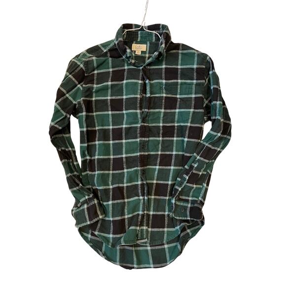 Croft and Barrow Green Checkered Flannel Mens S - Picture 1 of 3